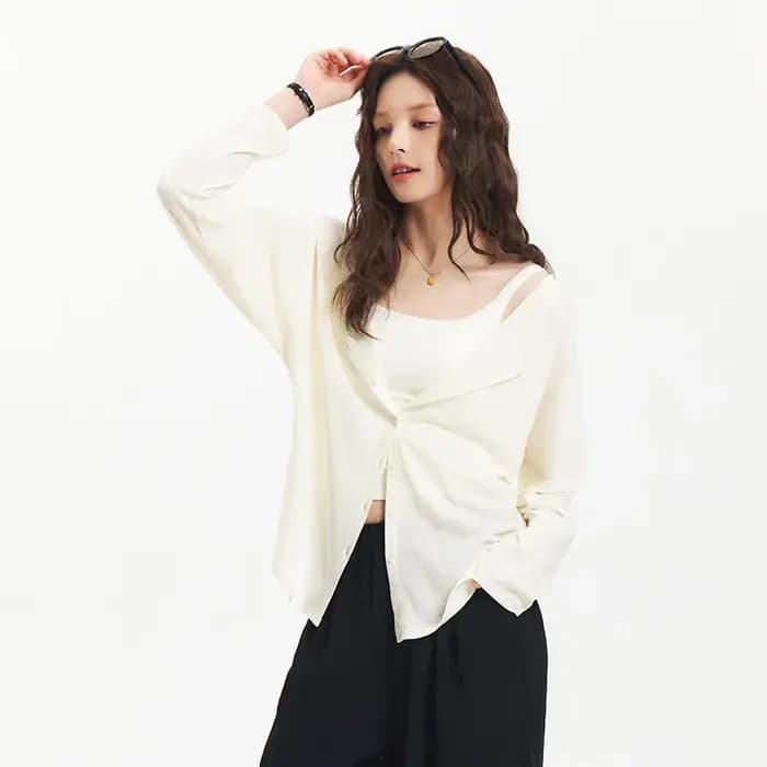 Semir-T-Shirt à Manches sulfet Col en U pour Femme