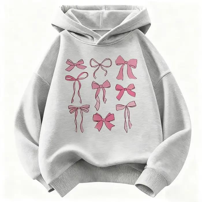 Sweat-shirt à capuche rose avec nœud pour filles