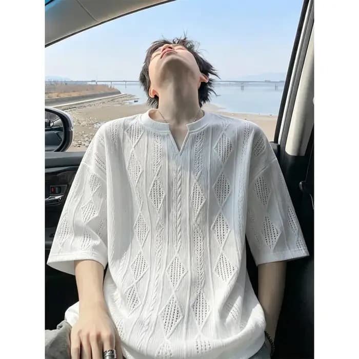 T-shirt ample pour homme à col en V