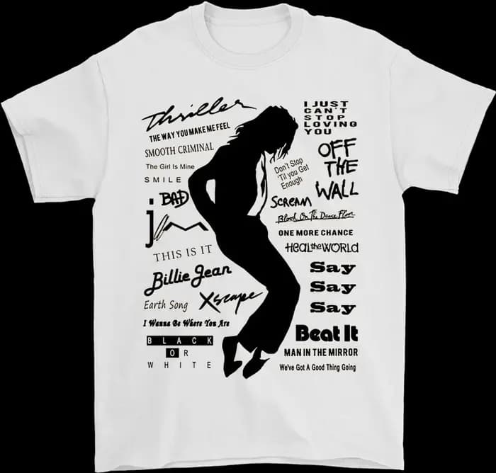 Noir ou blanc - Michael Jackson MJ nouveau t-shirt pour homme unisexe col rond 100% coton manches courtes surdimensionné Y2k tee-shirt tendance populaire