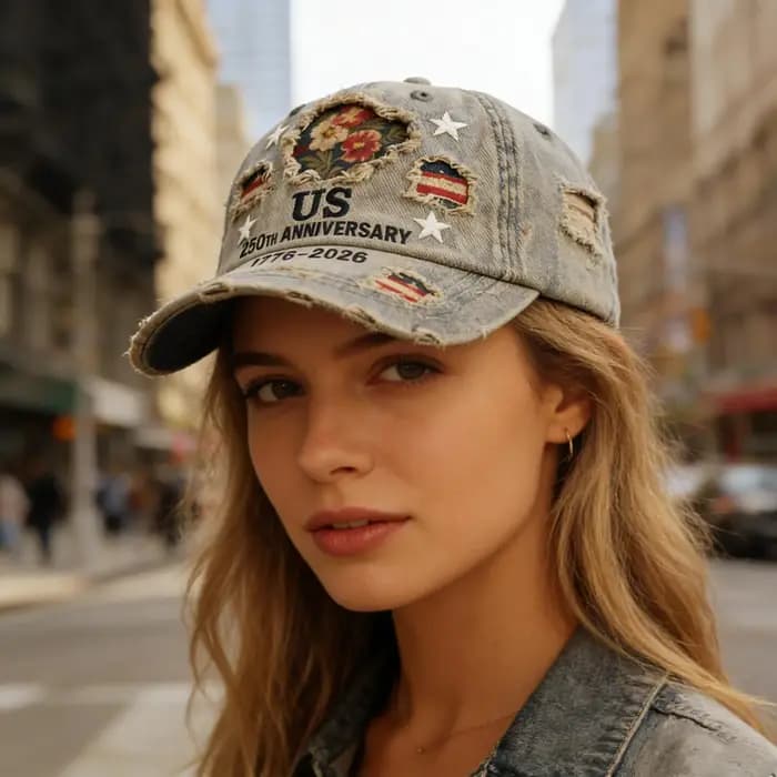 Casquette de course vintage effet vieilli avec drapeau américain pour hommes et femmes