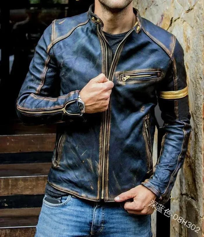 Vêtements en cuir décontractés pour hommes européens et américains, vestes de motard à col montant pour jeunes à la mode avec des styles uniques. S-5XL