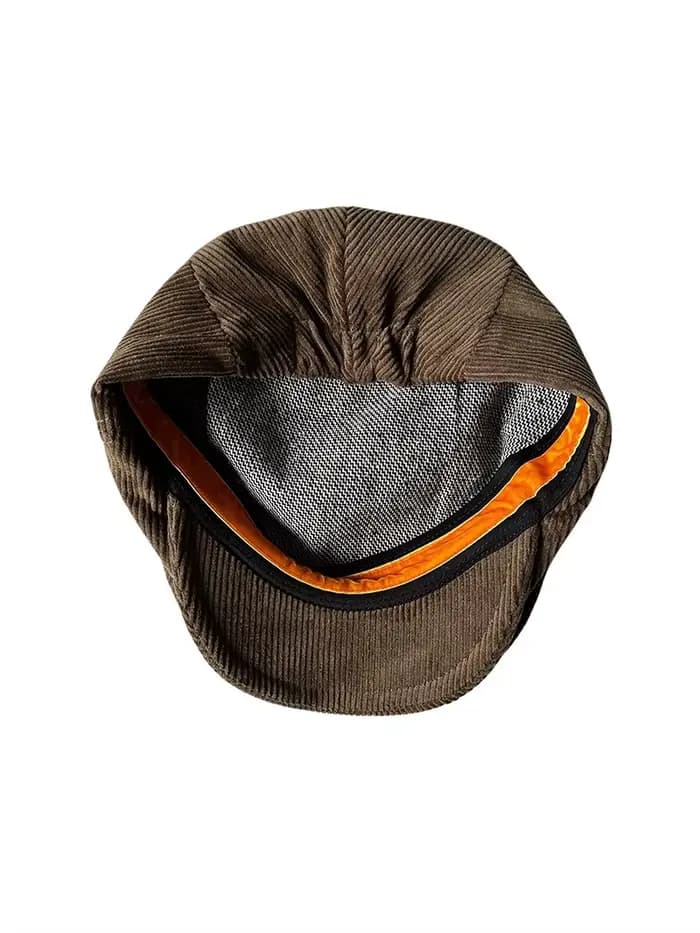 Gent Tweed rétro grande taille 60cm casquettes de gavroche hommes automne laine rayé à carreaux avant chapeau à chevrons plat haut détective béret