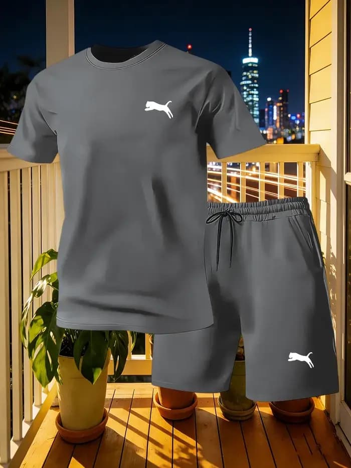 Ensemble 2 pièces tendance pour homme : T-shirt à manches courtes et short – Style européen et améri