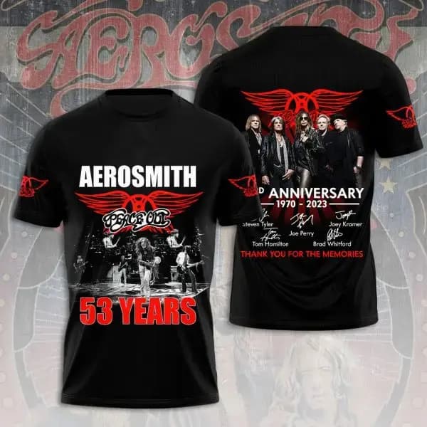 T-shirts imprimés en 3D de la groupe rock Aerosmith