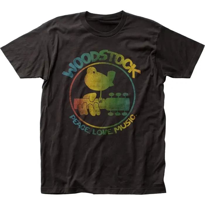 T-shirt d'été pour hommes Woodstock, en coton et respirant, col rond, streetwear, manches courtes su