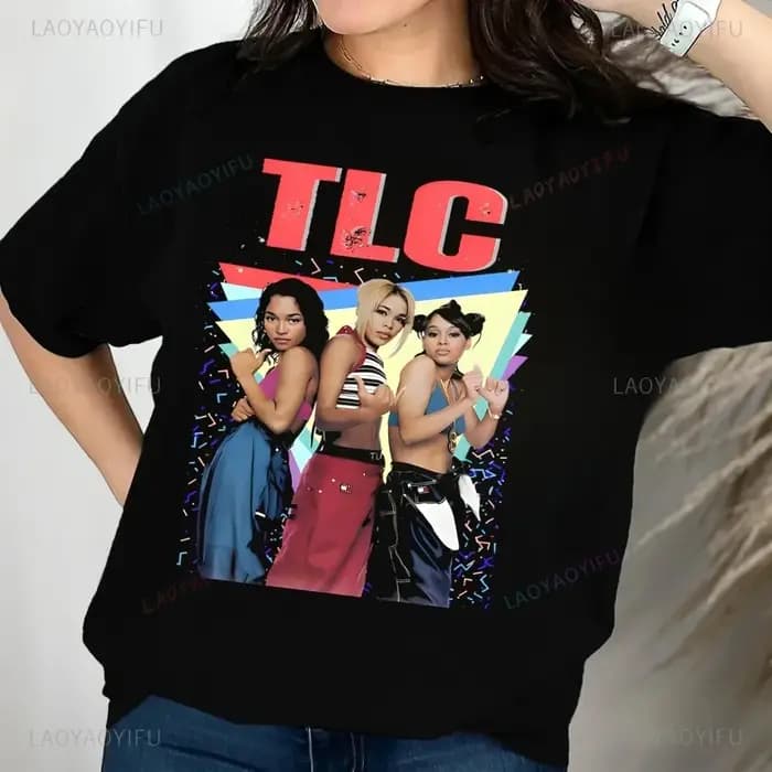 T-shirt imprimé vintage des années 90 du groupe TLC