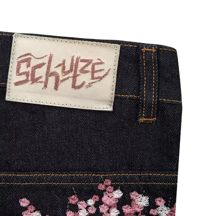 Y2K Harajuku jean Goth vintage fleur de prunier motif brodé pantalon à jambes larges hommes femmes denim tissu style
