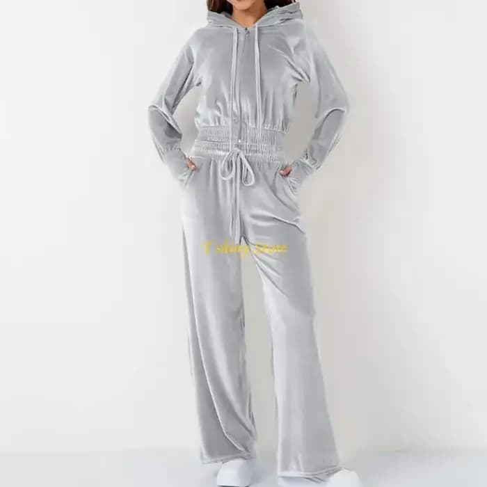 N58F – sweat à capuche pantalon jogging en velours pour femmes