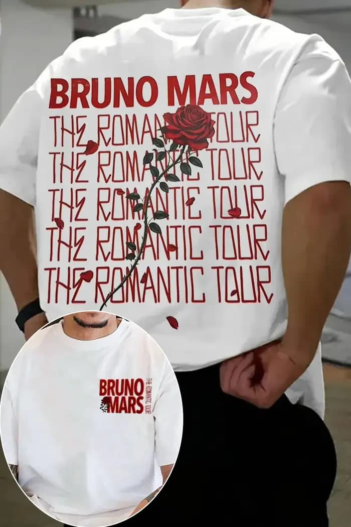 T-shirt graphique Bruno Mars 2026 pour hommes et femmes