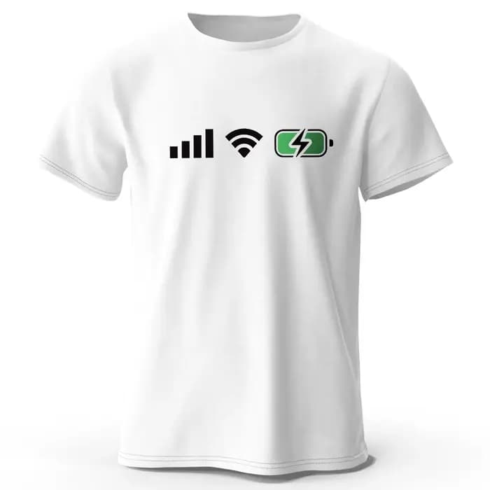 Signal WiFi Batterie Imprimé T-Shirt 100% Coton Surdimensionné Tech Graphique T-shirts pour Hommes Femmes Hauts D'été Digital Streetwear