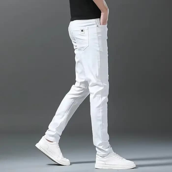 2025 printemps été nouveau 98% coton hommes Slim jean droit décontracté mode crayon pantalon haute q