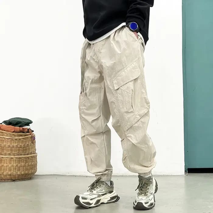 Techwear coréen Cargo pantalon hommes printemps été séchage rapide léger Streetwear décontracté coupe ample conique Jogg