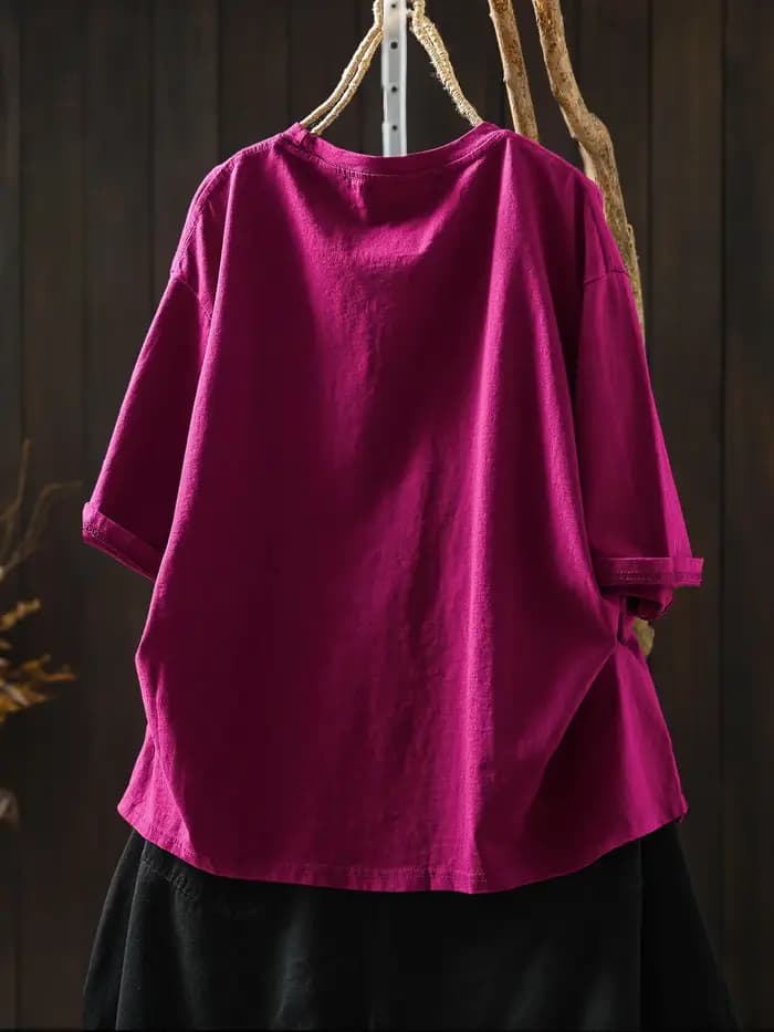 T-shirt à manches courtes, Nouvelle Collection 2026, Vêtements pour femmes, Coupe ample amincissante, Cache-ventre, Tenue de travail estivale, Haut élégant