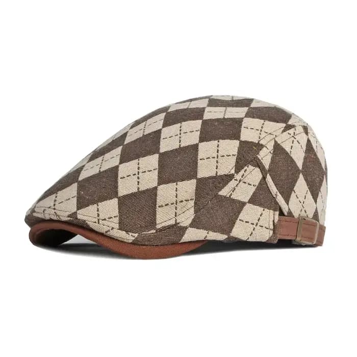 Béret rétro à carreaux pour hommes et femmes
