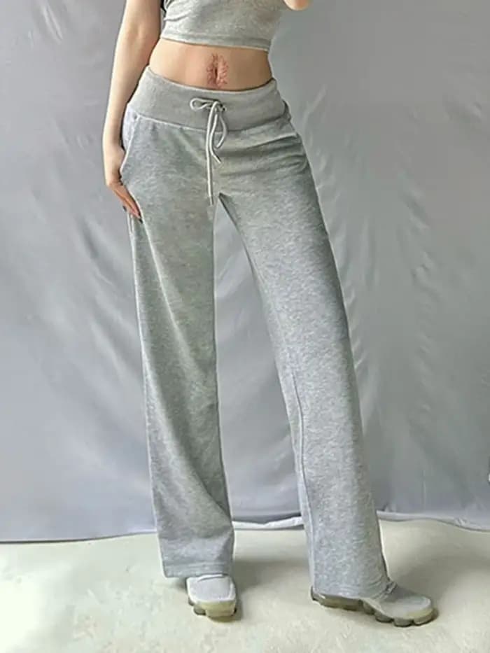 Pantalon droit femmes Streetwear solide Joggers