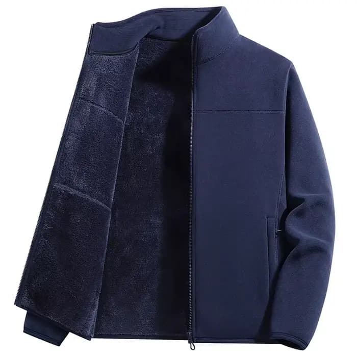 Veste polaire pour hommes hiver coupe-vent col montant manteau fermeture éclair thermique laine doublée manteaux
