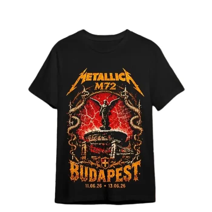 T-shirt unisexe en coton Metallica Band M72 Budapest World Tour 2026, vêtements décontractés Y2k pou