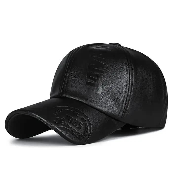 Casquette de baseball réglable en cuir PU pour homme