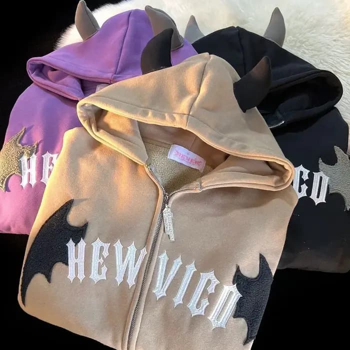 Sweat-shirt à capuche zippé unisexe style vintage Harajuku Hip Hop Streetwear Y2K Grunge esthétique