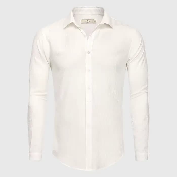 Chemise décontractée en coton et lin pour hommes, coupe couvertes, style cool, blanc, printemps, été