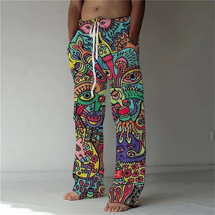 Pantalon large pour homme imprimé en 3D style hip-hop, pantalon pour homme imprimé tendance, confort