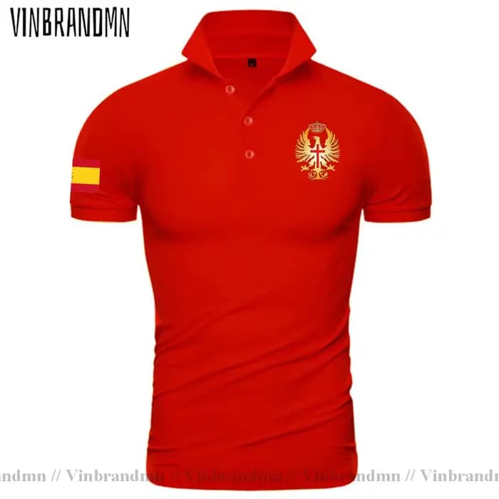 Armée royaume d'espagne Espana ESP espagnol Spaniard hommes coton été coupe ajustée à manches courtes couleur unie polos t-shirts de mode