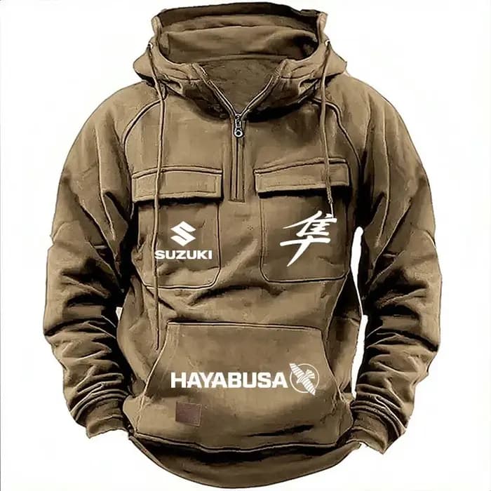 Sweat-shirt à capuche pour hommes, avec logo Suzuki Hayabusa, course de moto, nouvelle collection 2026, multi-poches, fermeture éclair, pour sports de plein air