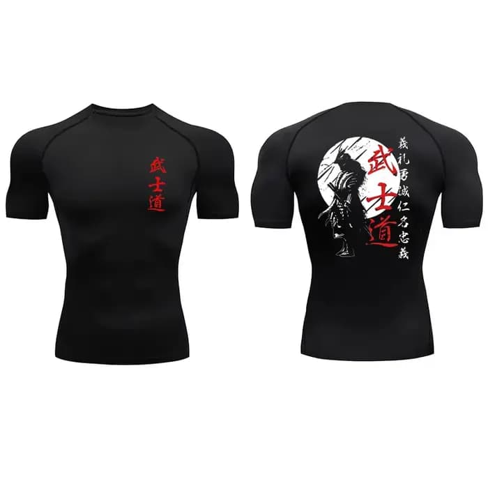 Japon samouraï esprit chemises de Compression à manches courtes pour hommes été athlétique séchage rapide T-shirts