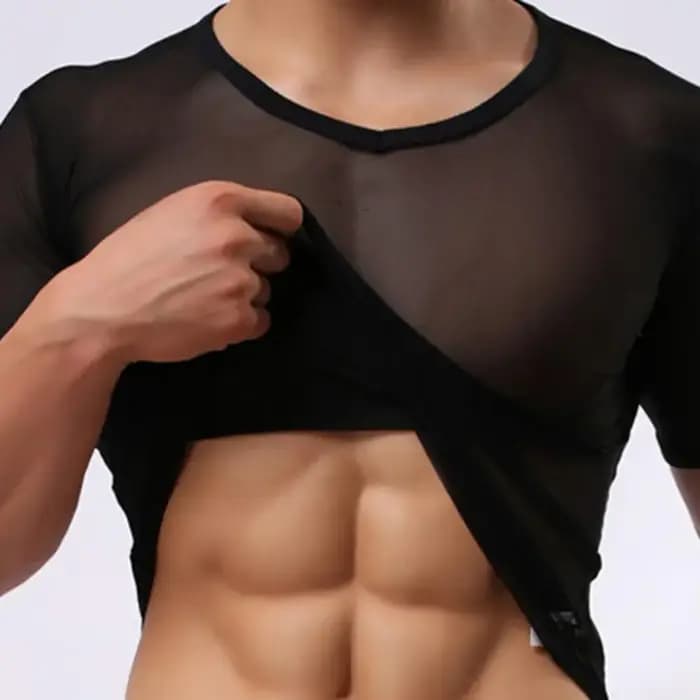 Grande taille hommes T-shirt col rond à manches courtes mince couleur unie