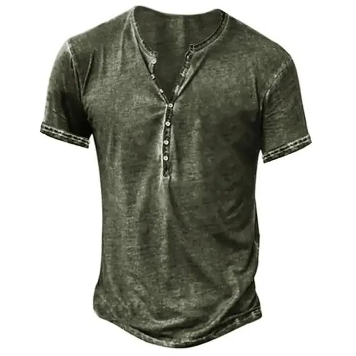 T-shirt Rétro Col V en Coton pour Homme – Manches Courtes