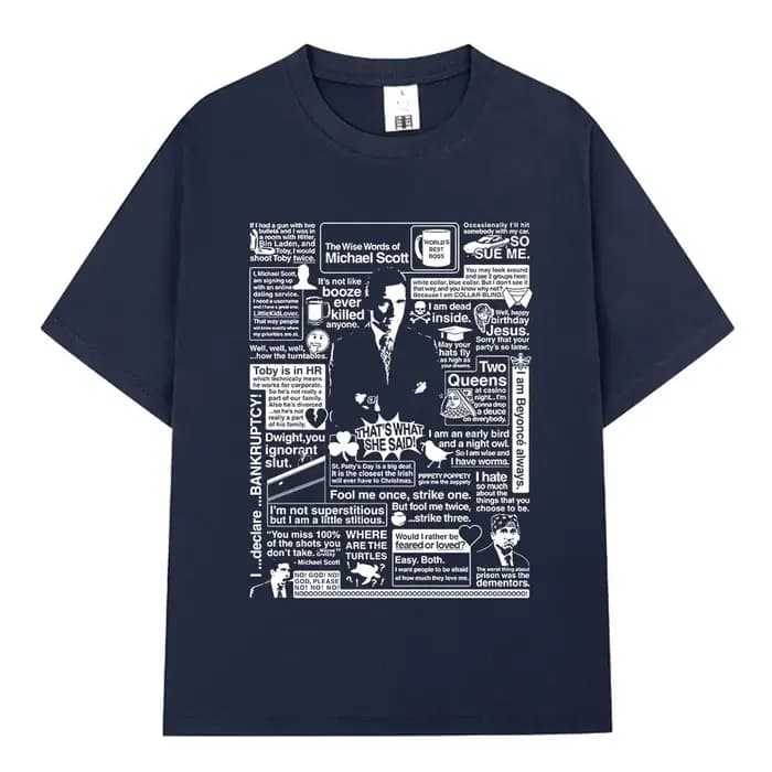 Les mots sages de Michael Scott hommage le bureau T-shirt série TV Dwight Schrute Jim Halpert T-Shirts surdimensionnés à manches courtes