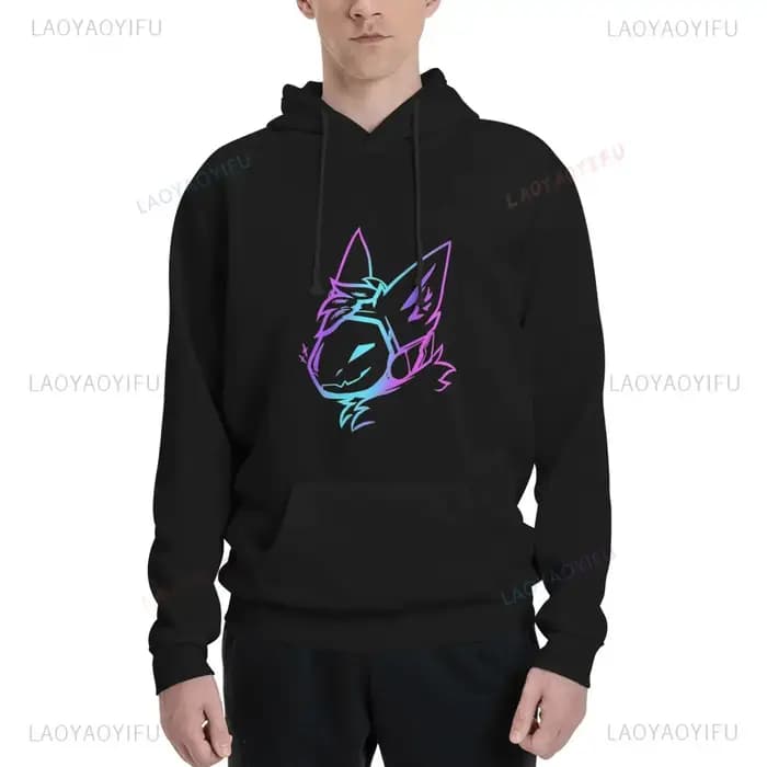 Groovy Protogen buste Lineart Anime graphique sweat à capuche unisexe surdimensionné Streetwear Y2K esthétique Cyber Kawaii Gamer vêtements