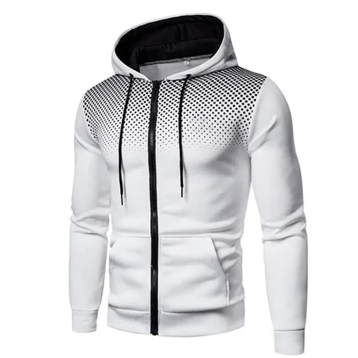Sweat à capuche zippé pour hommes poche à pois imprimé