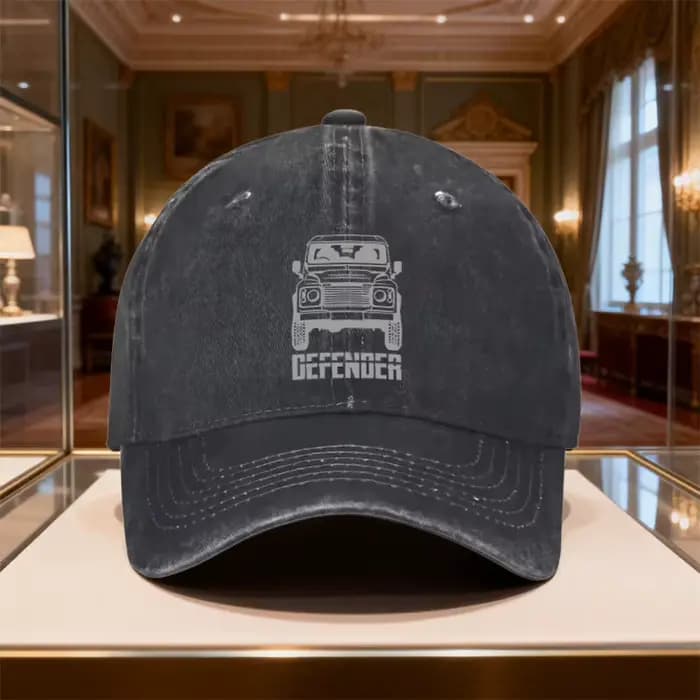 Casquette de baseball rétro vintage noire délavée pour LAND Rover Defender - Idéale pour le camping