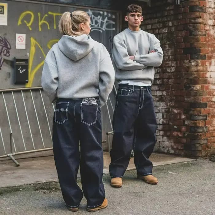 Jeans gothiques noirs tendance hip-hop