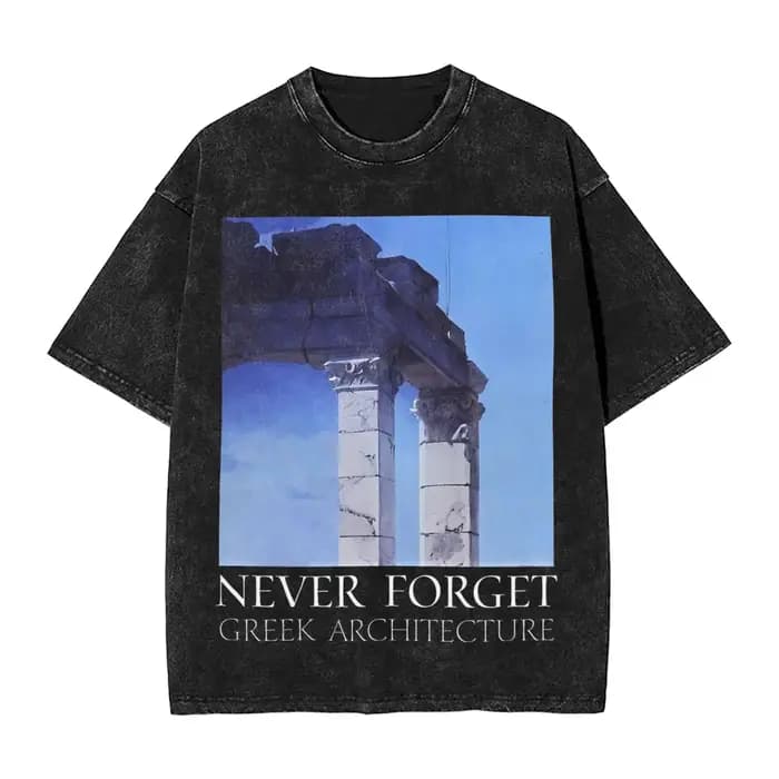 N'oubliez jamais l'architecture grecque hommes T-Shirts lavés géniaux