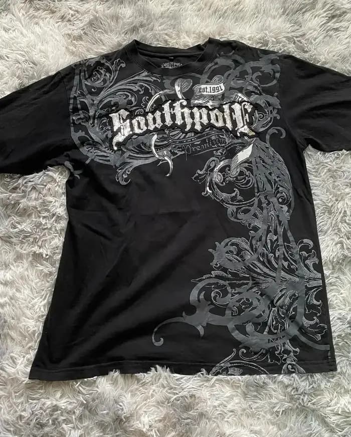 South Pole – t-shirt surdimensionné pour hommes, haut de rue Y2K, imprimé graphique, Harajuku, gothi