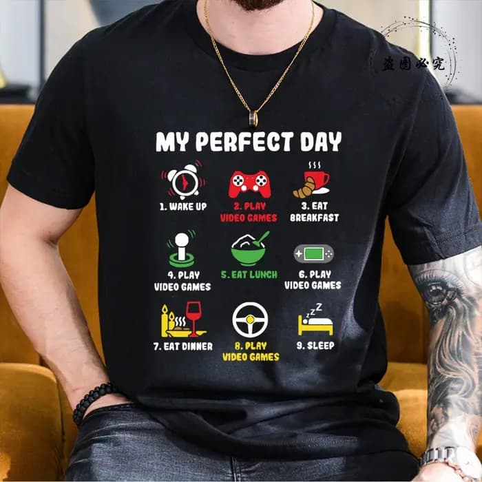 T-shirts pour hommes mon jour parfait Gamer Cool