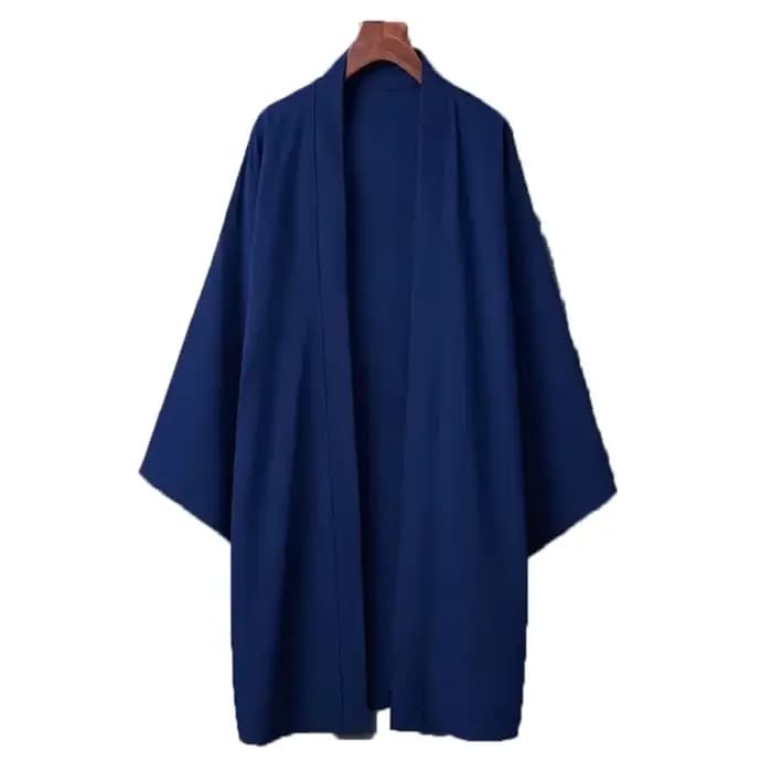 Cardigan à manches longues pour hommes, couleur unie, chemise Kimono longue, vêtements traditionnels