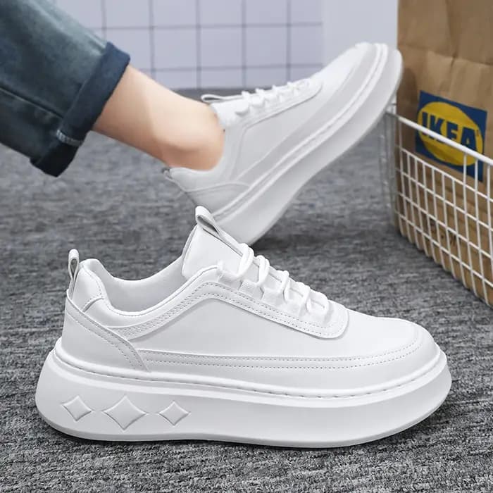 Mode blanc hommes espadrilles décontractées plate-forme extérieure chaussures de course respirant