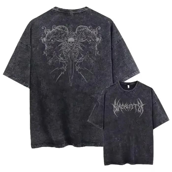 T-shirt vintage pour homme Y2k avec motif crâne et épée