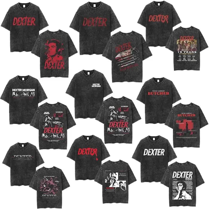 TV Play Dexter Morgan Lavé Vintage T-shirts Hommes Femmes Rétro Surdimensionné Manches Courtes T-shi