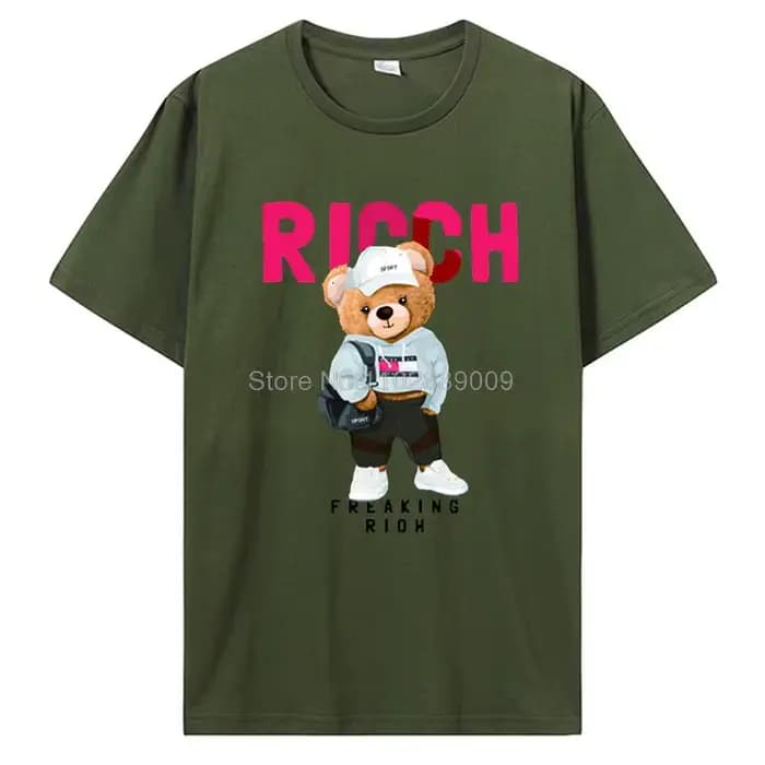 T-shirt imprimé ours en peluche à manches courtes pour hommes et femmes, t-shirt de jeu de badminton