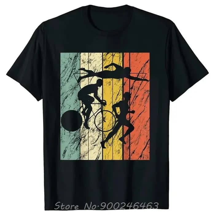 Nouveauté natation vélo course Triathlon T-shirt graphique coton Streetwear à manches courtes cadeaux d'anniversaire