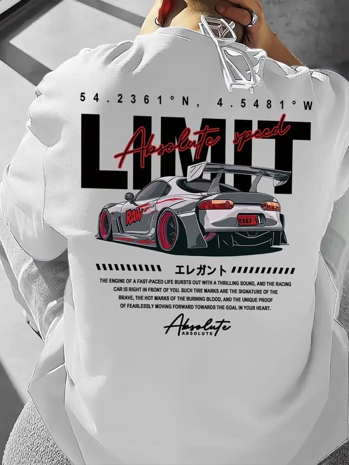 Nouveau T-shirt Homme Motif Voiture de Course Été 2026