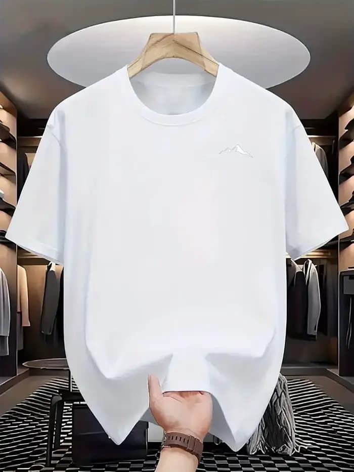 Nouveau T-shirt à col rond au toucher naturel