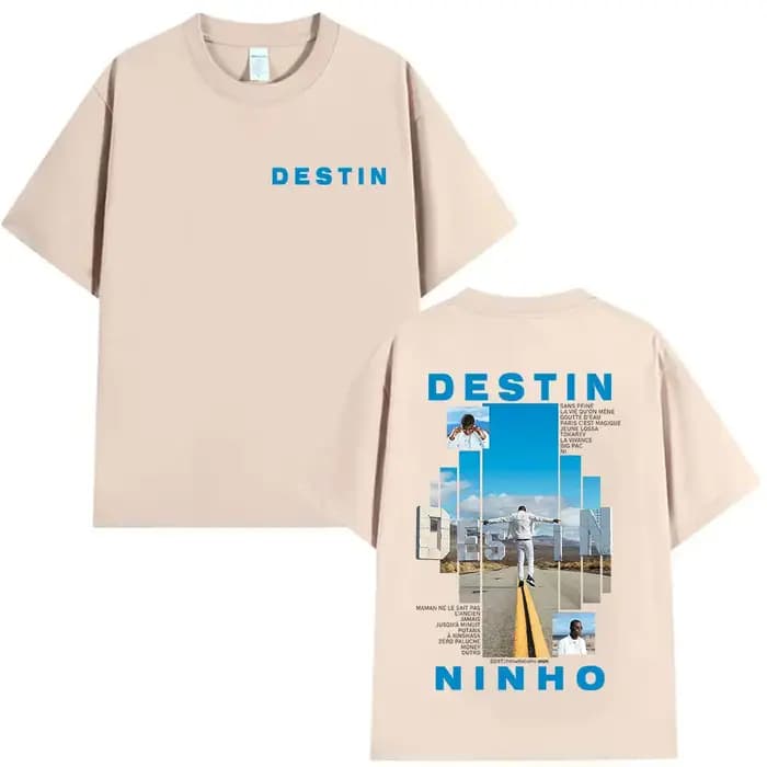 Rappeur NINHO DESTIN Tour 2025 T-shirt graphique hommes mode d'été surdimensionné coton T-shirts Vintage Hip Hop