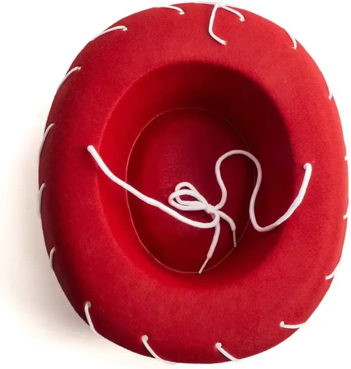 Chapeau de cowboy en feutre marron-rouge pour enfants