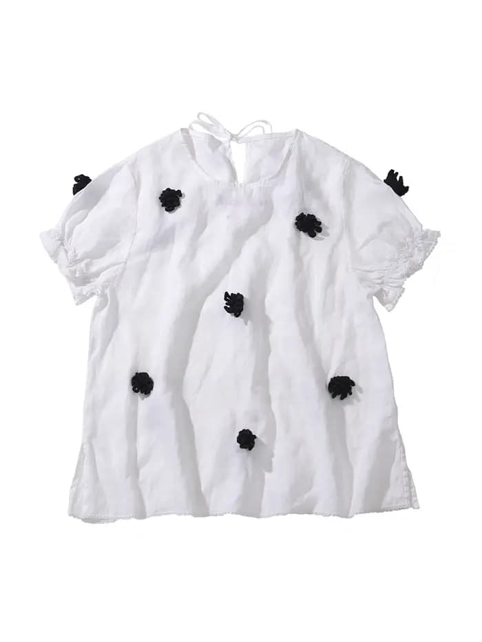 Chemise décontractée en lin blanc pour femmes